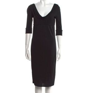 Diane von Furstenberg DVF Midi Brown Cowl Neck Dress w/ 3/4 Sleeve Sz 6